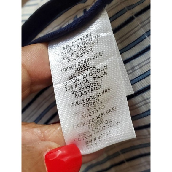 BCBGMaxazria Women's Striped Cotton Long Sleeve Single Breasted Fitted Blazer M - Picture 9 of 11